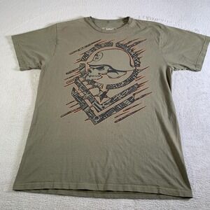 Metal Mulisha Shirt Mens Large Green Skull Helmet Military Graphic Tee Army FLAW